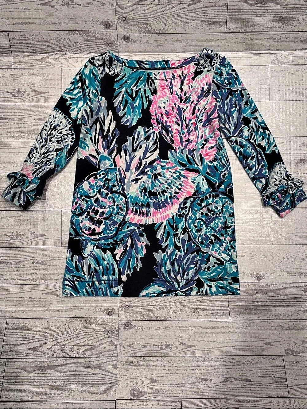 Lilly Pulitzer Mini Sophie Ruffle Dress Floral Mini Dress Blue & Pink